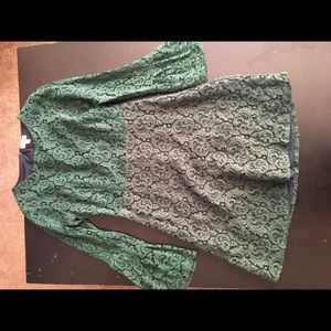 Dark green lace long sleeve dress